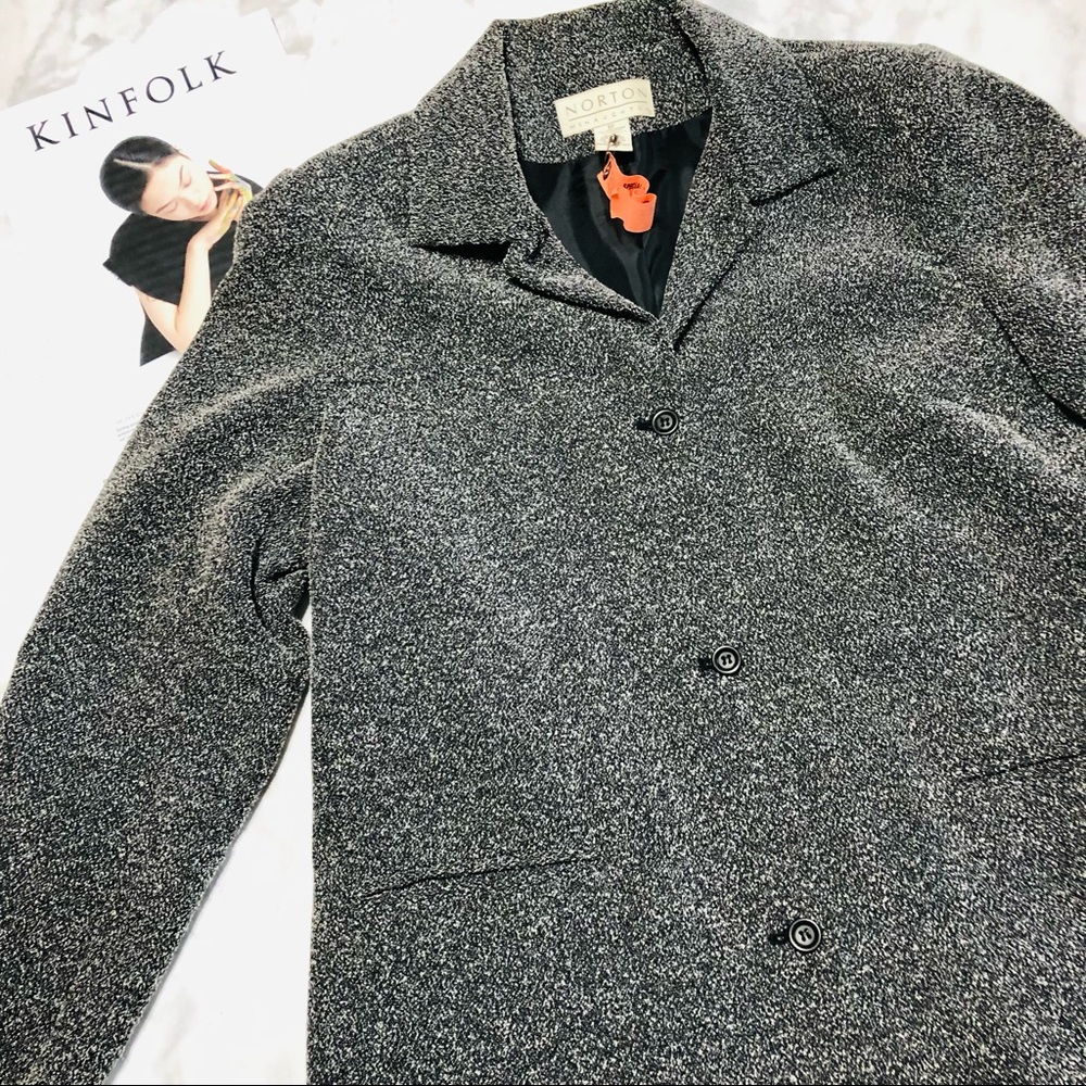 Professional Oversized Long Line Tweed Blazer Size 12